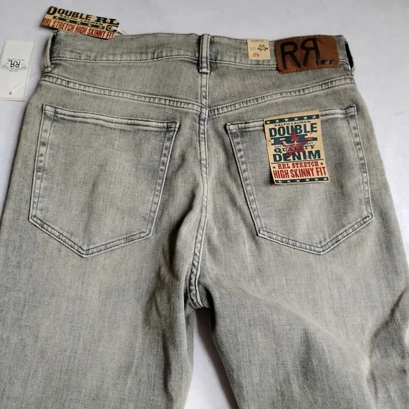 RRL Ralph Lauren Jeans 28 Womens Skinny Stretch Fit Slim Grey Classic New - Picture 1 of 16